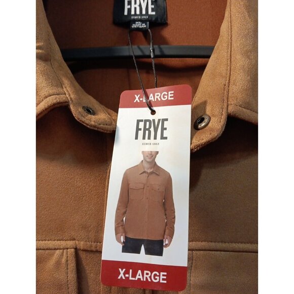 Frye Men's‎ Faux Suede Shirt Jacket, Shacket, SNAP Closure, Toffee Nwt XL - Picture 2 of 11